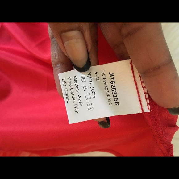 Red Ruffle Trim Mesh Dress - Picture 5 of 8